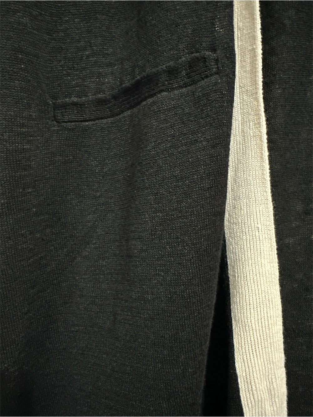 Talbots Medium Black Ivory Linen Blend Long Line Duster Cardigan Sweater Pockets - Picture 4 of 6